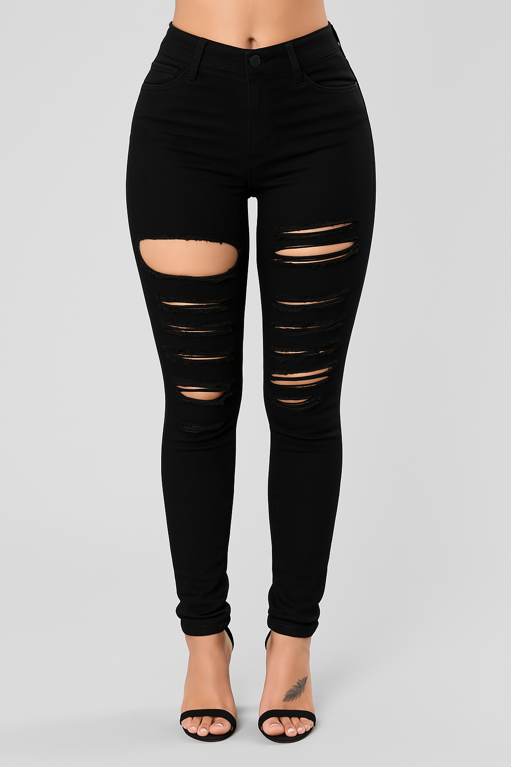 Cotton Denim Pencil Pants