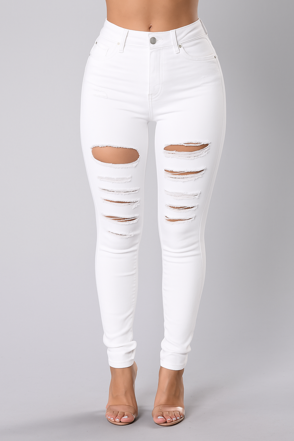 Cotton Denim Pencil Pants