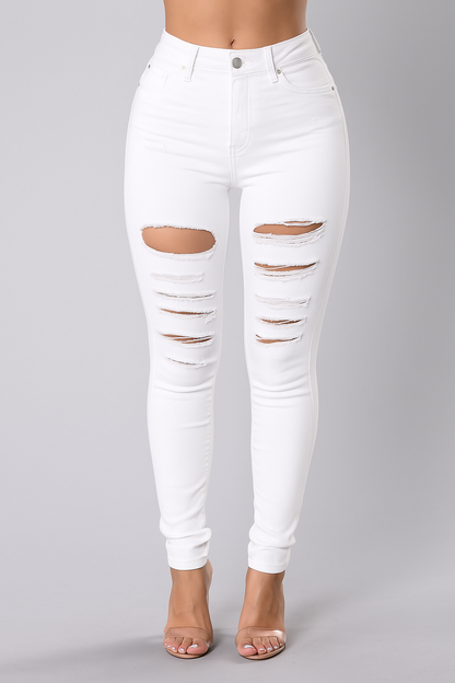 Cotton Denim Pencil Pants